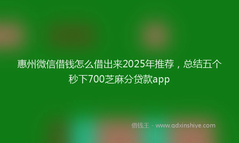 惠州微信借钱怎么借出来2025年推荐，总结五个秒下700芝麻分贷款app