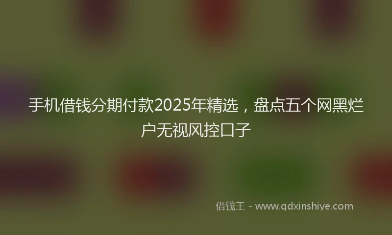 手机借钱分期付款2025年精选，盘点五个网黑烂户无视风控口子