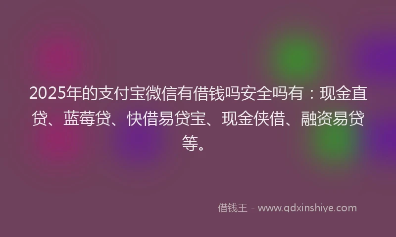 2025年的支付宝微信有借钱吗安全吗有：现金直贷、蓝莓贷、快借易贷宝、现金侠借、融资易贷等。
