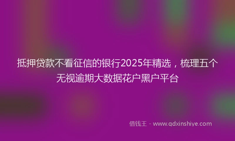 抵押贷款不看征信的银行2025年精选，梳理五个无视逾期大数据花户黑户平台