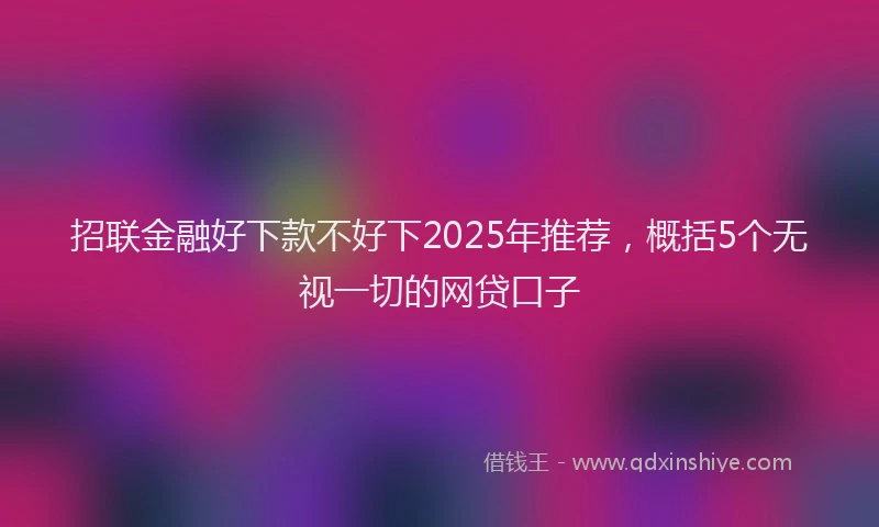 招联金融好下款不好下2025年推荐，概括5个无视一切的网贷口子