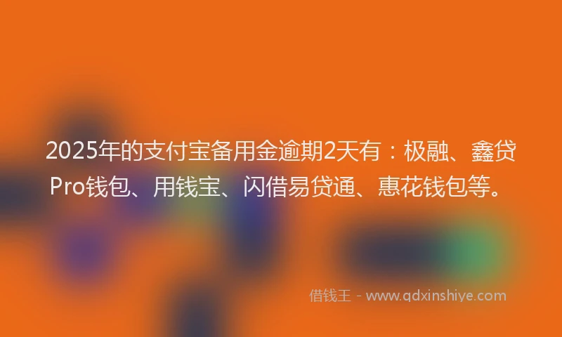 2025年的支付宝备用金逾期2天有：极融、鑫贷Pro钱包、用钱宝、闪借易贷通、惠花钱包等。