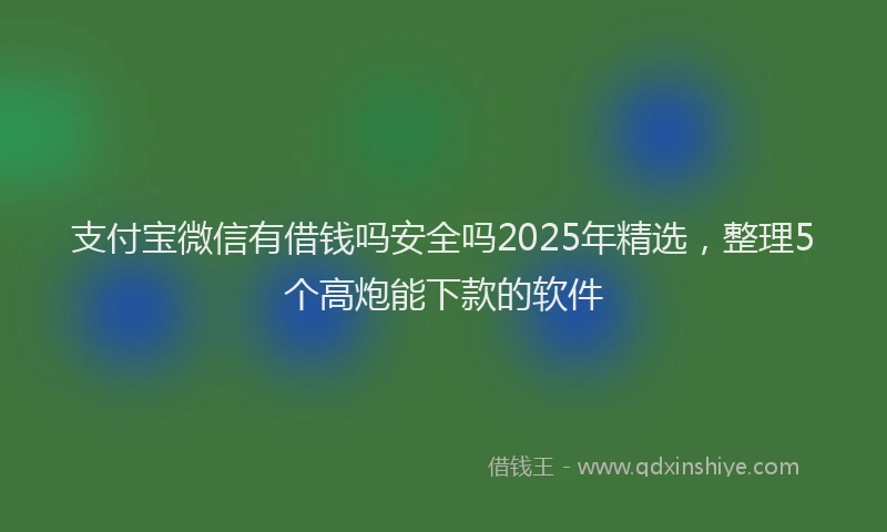 支付宝微信有借钱吗安全吗2025年精选，整理5个高炮能下款的软件