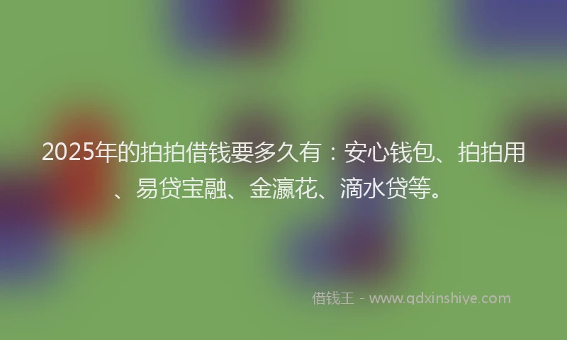 2025年的拍拍借钱要多久有：安心钱包、拍拍用、易贷宝融、金瀛花、滴水贷等。