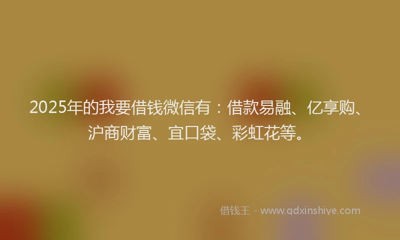 2025年的我要借钱微信有：借款易融、亿享购、沪商财富、宜口袋、彩虹花等。