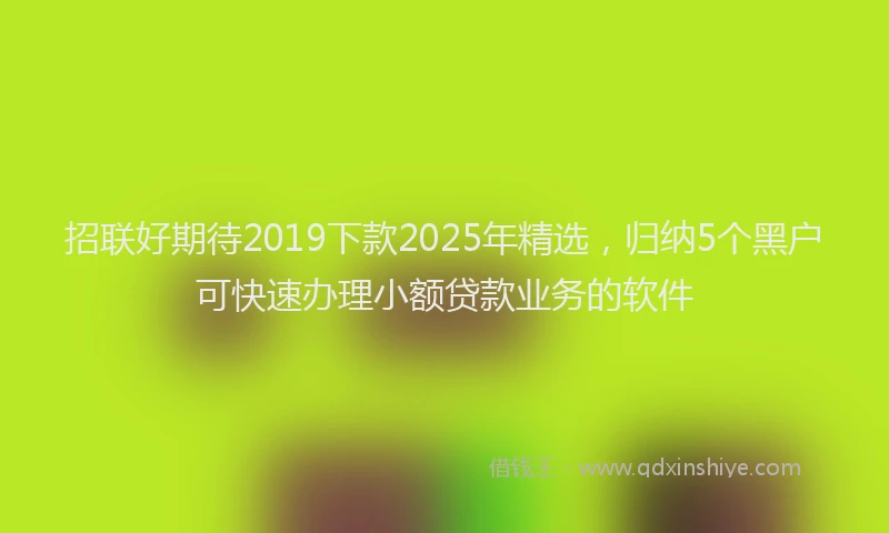 招联好期待2019下款2025年精选，归纳5个黑户可快速办理小额贷款业务的软件