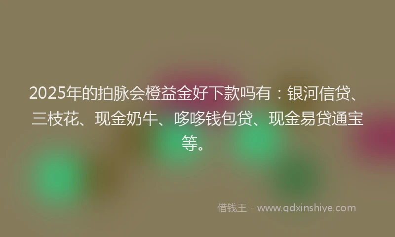 2025年的拍脉会橙益金好下款吗有：银河信贷、三枝花、现金奶牛、哆哆钱包贷、现金易贷通宝等。