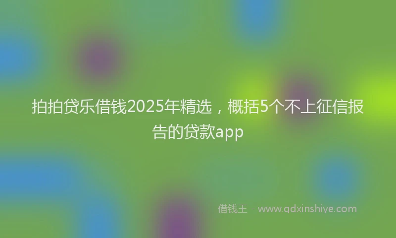 拍拍贷乐借钱2025年精选，概括5个不上征信报告的贷款app