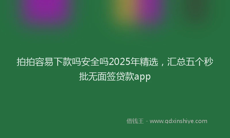 拍拍容易下款吗安全吗2025年精选，汇总五个秒批无面签贷款app
