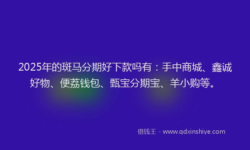2025年的斑马分期好下款吗有：手中商城、鑫诚好物、便荔钱包、甄宝分期宝、羊小购等。