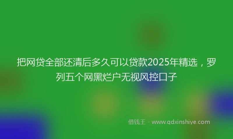 把网贷全部还清后多久可以贷款2025年精选，罗列五个网黑烂户无视风控口子