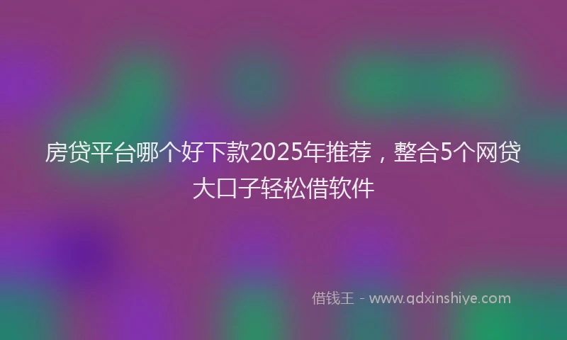 房贷平台哪个好下款2025年推荐，整合5个网贷大口子轻松借软件