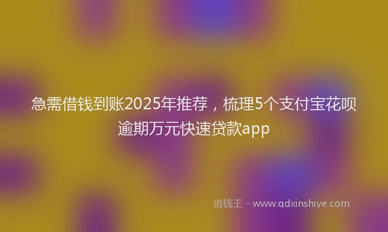 急需借钱到账2025年推荐，梳理5个支付宝花呗逾期万元快速贷款app