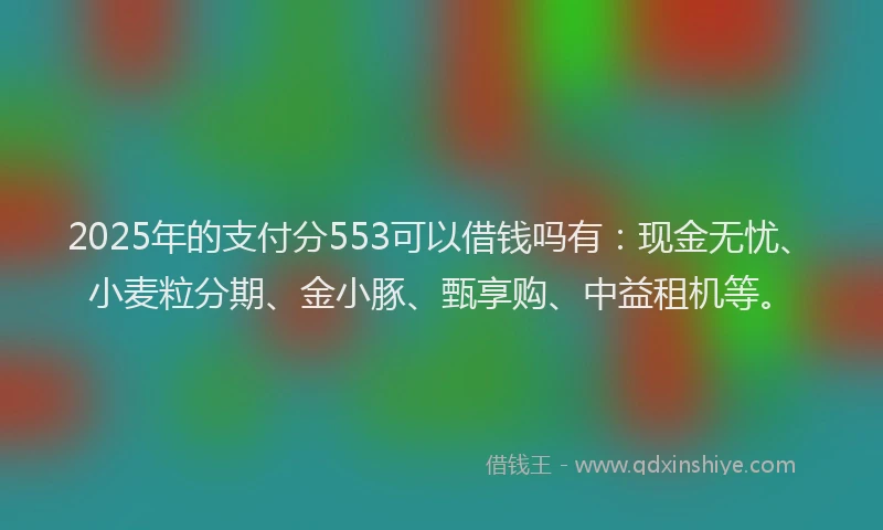 2025年的支付分553可以借钱吗有：现金无忧、小麦粒分期、金小豚、甄享购、中益租机等。