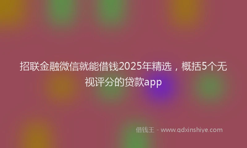 招联金融微信就能借钱2025年精选，概括5个无视评分的贷款app