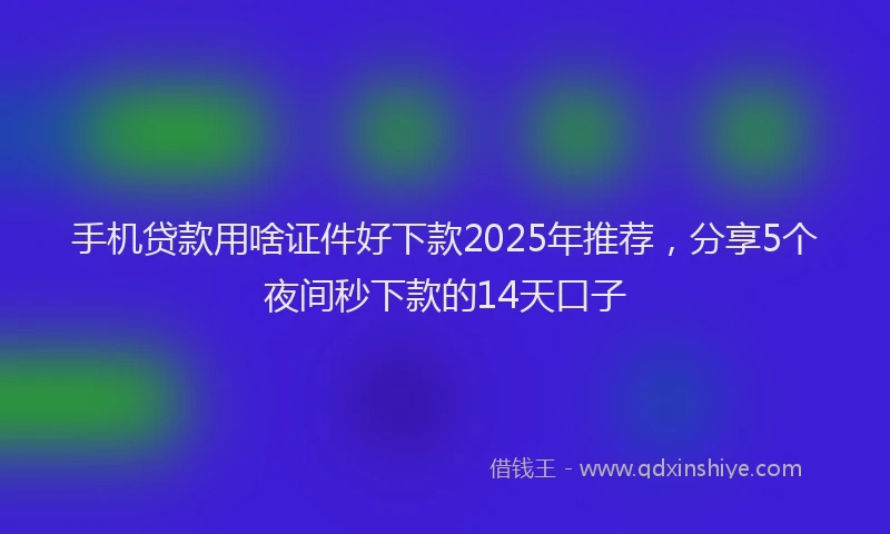 手机贷款用啥证件好下款2025年推荐，分享5个夜间秒下款的14天口子