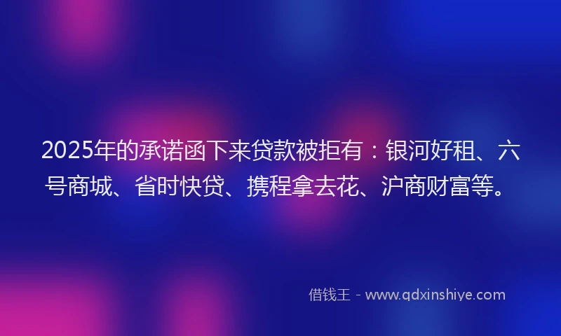 2025年的承诺函下来贷款被拒有：银河好租、六号商城、省时快贷、携程拿去花、沪商财富等。