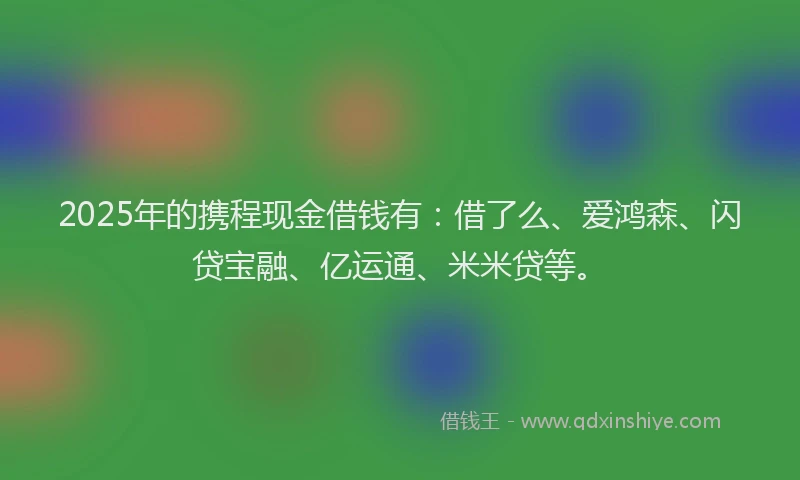 2025年的携程现金借钱有：借了么、爱鸿森、闪贷宝融、亿运通、米米贷等。