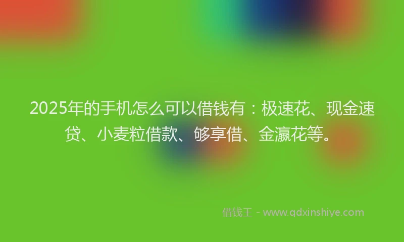 2025年的手机怎么可以借钱有：极速花、现金速贷、小麦粒借款、够享借、金瀛花等。