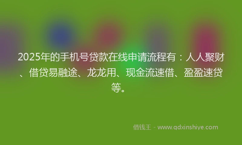 2025年的手机号贷款在线申请流程有：人人聚财、借贷易融途、龙龙用、现金流速借、盈盈速贷等。