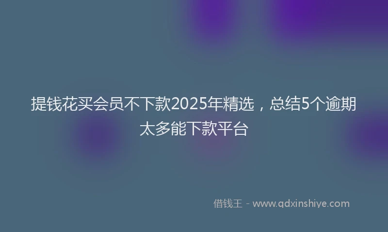 提钱花买会员不下款2025年精选，总结5个逾期太多能下款平台