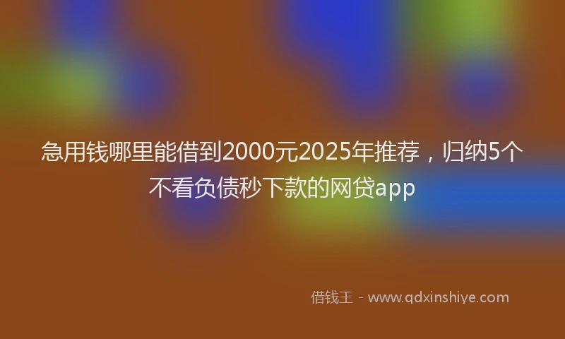 急用钱哪里能借到2000元2025年推荐，归纳5个不看负债秒下款的网贷app