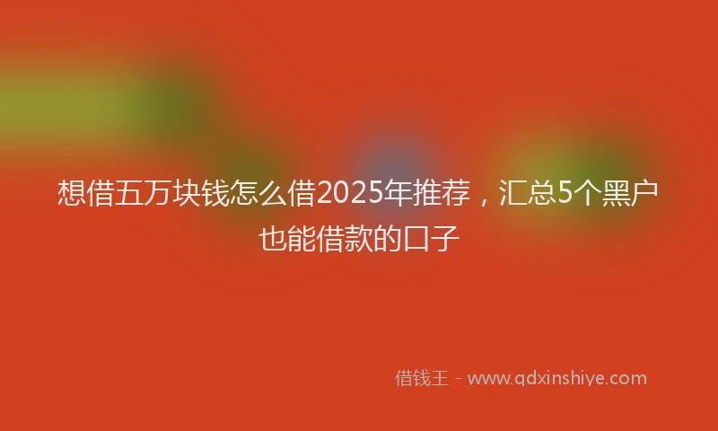 想借五万块钱怎么借2025年推荐，汇总5个黑户也能借款的口子