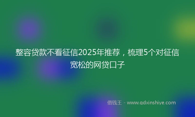 整容贷款不看征信2025年推荐，梳理5个对征信宽松的网贷口子