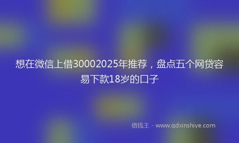想在微信上借30002025年推荐，盘点五个网贷容易下款18岁的口子