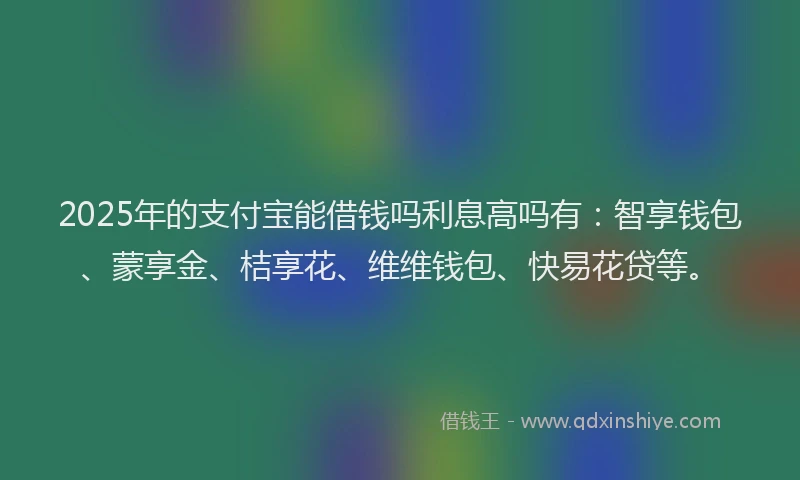 2025年的支付宝能借钱吗利息高吗有：智享钱包、蒙享金、桔享花、维维钱包、快易花贷等。