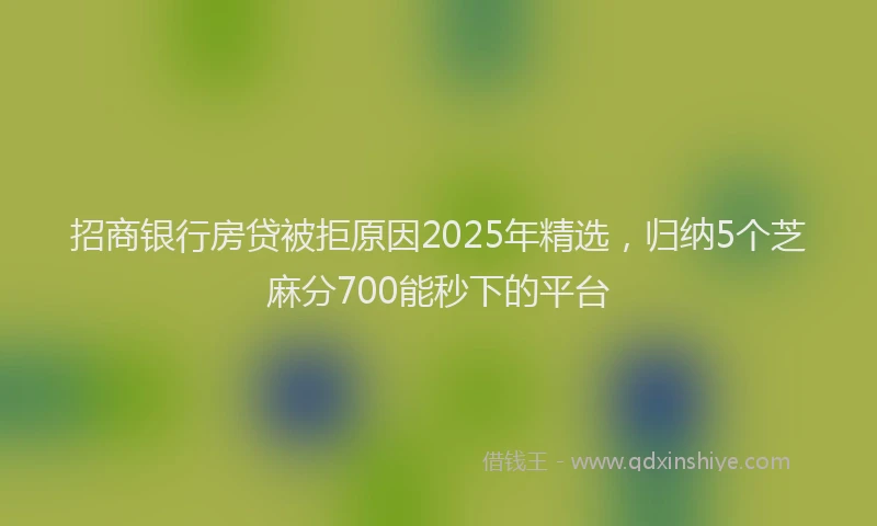招商银行房贷被拒原因2025年精选，归纳5个芝麻分700能秒下的平台