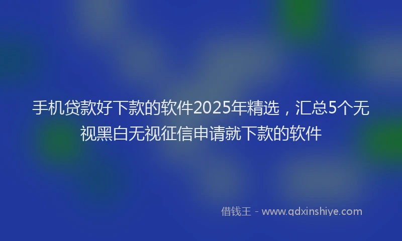 手机贷款好下款的软件2025年精选，汇总5个无视黑白无视征信申请就下款的软件