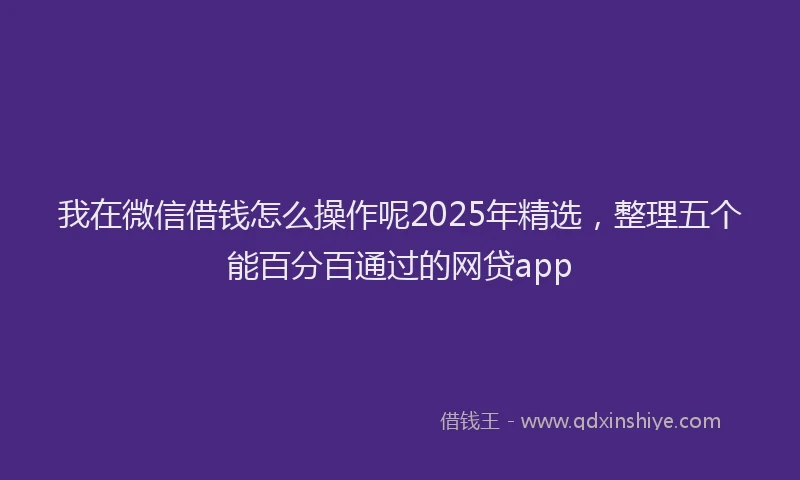 我在微信借钱怎么操作呢2025年精选，整理五个能百分百通过的网贷app