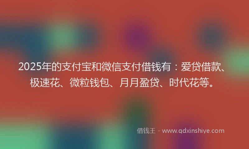 2025年的支付宝和微信支付借钱有：爱贷借款、极速花、微粒钱包、月月盈贷、时代花等。