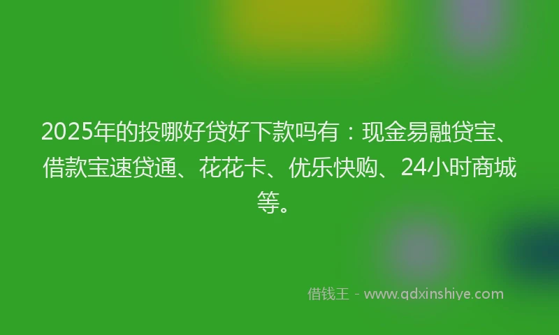 2025年的投哪好贷好下款吗有：现金易融贷宝、借款宝速贷通、花花卡、优乐快购、24小时商城等。