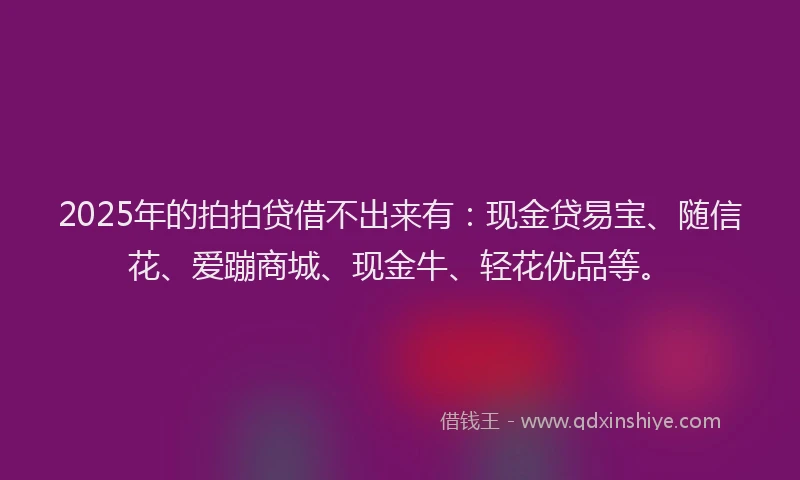 2025年的拍拍贷借不出来有：现金贷易宝、随信花、爱蹦商城、现金牛、轻花优品等。