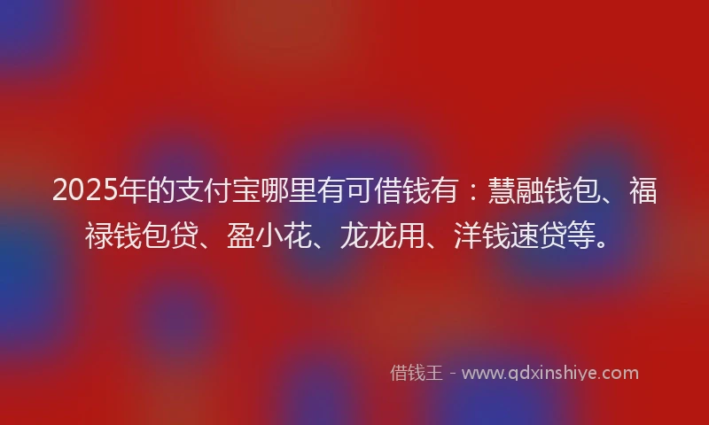 2025年的支付宝哪里有可借钱有：慧融钱包、福禄钱包贷、盈小花、龙龙用、洋钱速贷等。