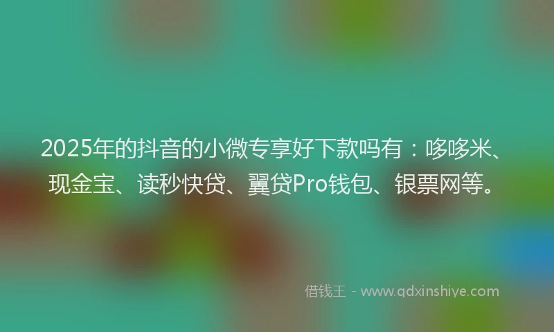 2025年的抖音的小微专享好下款吗有：哆哆米、现金宝、读秒快贷、翼贷Pro钱包、银票网等。