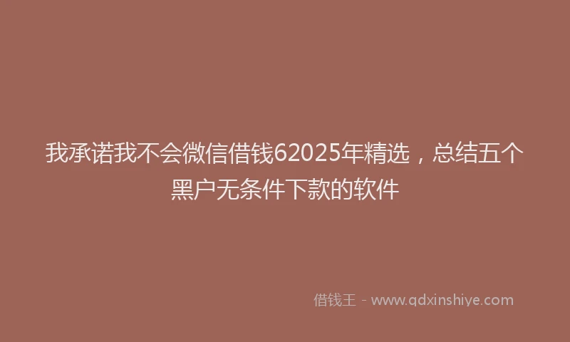 我承诺我不会微信借钱62025年精选，总结五个黑户无条件下款的软件