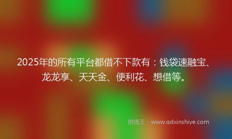 2025年的所有平台都借不下款有：钱袋速融宝、龙龙享、天天金、便利花、想借等。