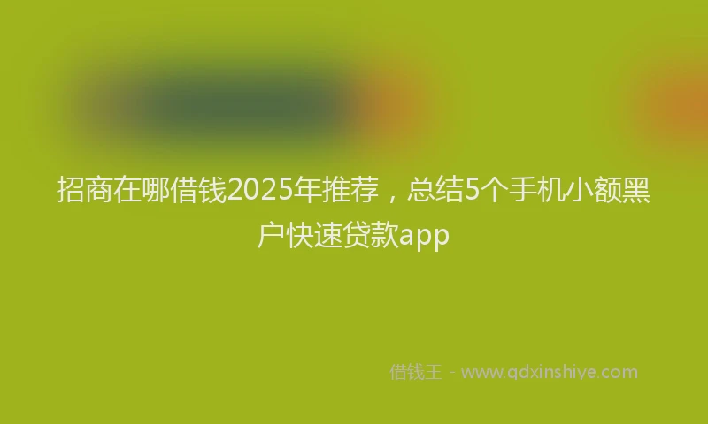 招商在哪借钱2025年推荐，总结5个手机小额黑户快速贷款app