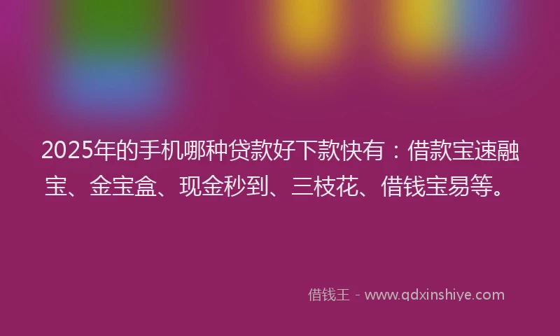 2025年的手机哪种贷款好下款快有：借款宝速融宝、金宝盒、现金秒到、三枝花、借钱宝易等。