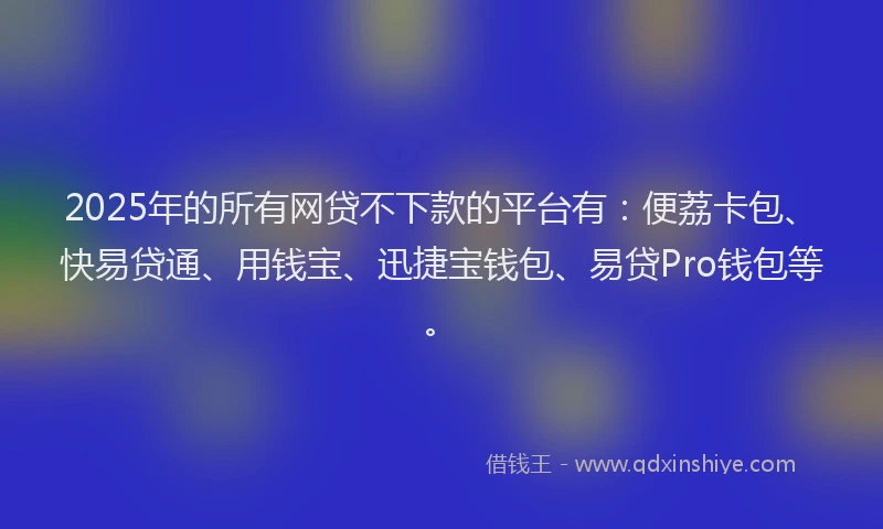 2025年的所有网贷不下款的平台有：便荔卡包、快易贷通、用钱宝、迅捷宝钱包、易贷Pro钱包等。