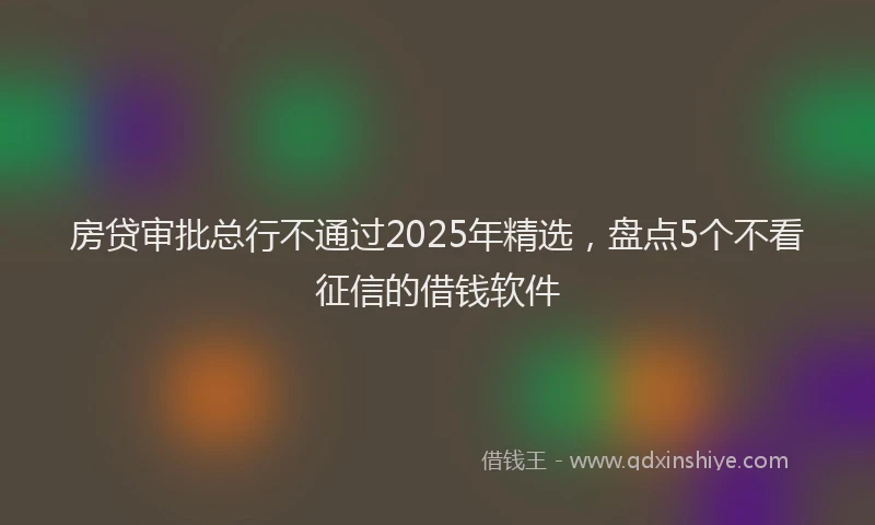 房贷审批总行不通过2025年精选，盘点5个不看征信的借钱软件
