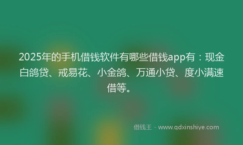2025年的手机借钱软件有哪些借钱app有：现金白鸽贷、戒易花、小金鸽、万通小贷、度小满速借等。