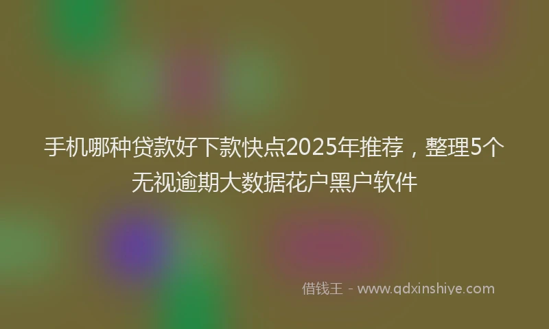 手机哪种贷款好下款快点2025年推荐，整理5个无视逾期大数据花户黑户软件