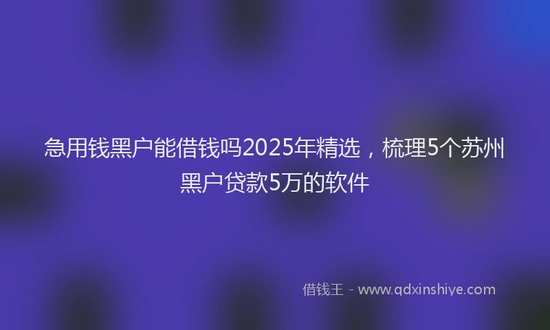 急用钱黑户能借钱吗2025年精选，梳理5个苏州黑户贷款5万的软件