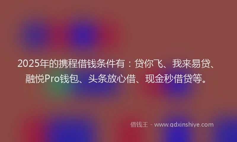 2025年的携程借钱条件有：贷你飞、我来易贷、融悦Pro钱包、头条放心借、现金秒借贷等。
