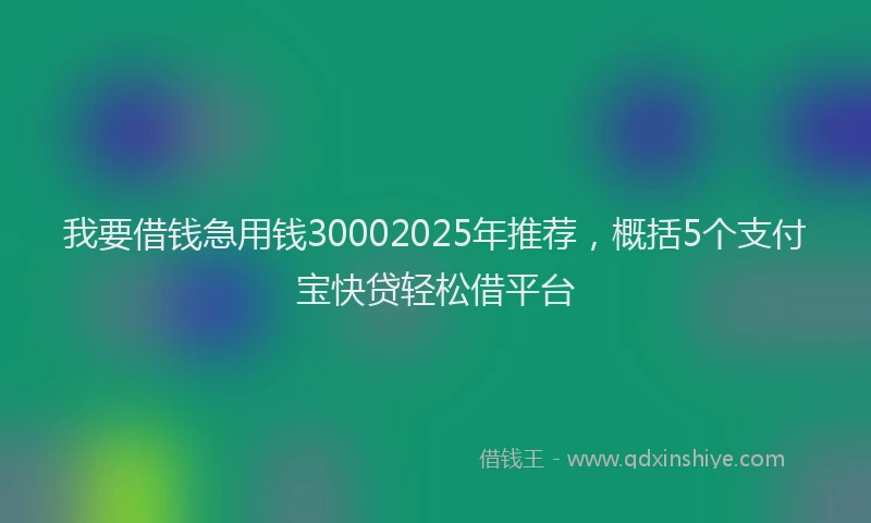 我要借钱急用钱30002025年推荐，概括5个支付宝快贷轻松借平台