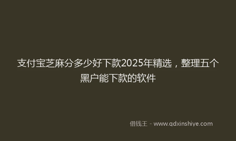 支付宝芝麻分多少好下款2025年精选，整理五个黑户能下款的软件